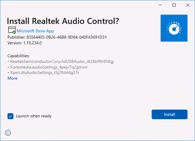 Confirm Realtek Audio Control App Installation