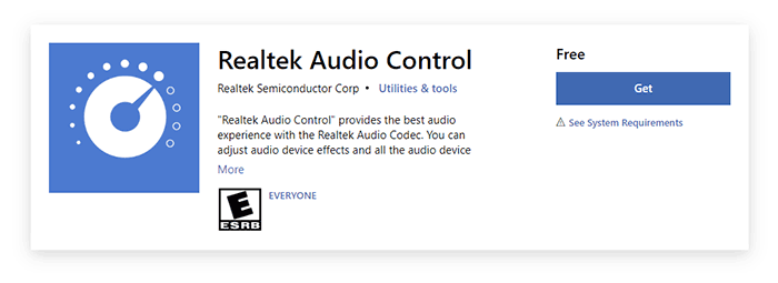 Get Realtek Audio Control App from Microsoft Store
