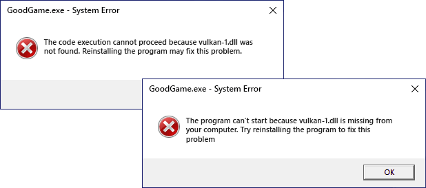 Vulkan-1.dll was not found error message