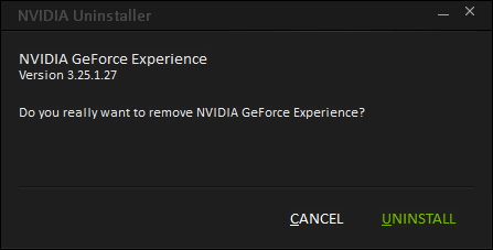 Confirm NVIDIA GeForce Experience uninstall