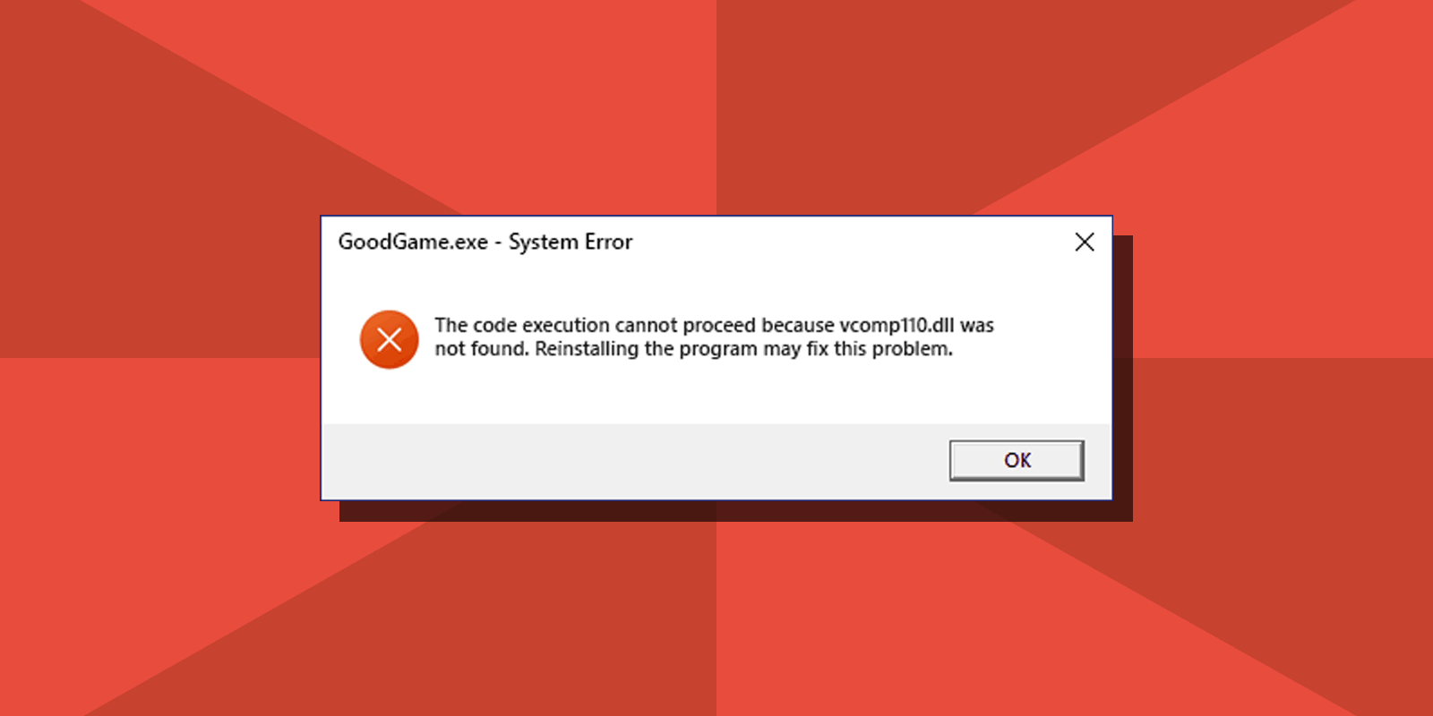 Fix The code execution cannot proceed because vcomp110.dll was not found System Error