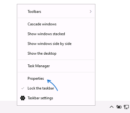 Open Windows 11 taskbar properties to adjust ExplorerPatcher settings