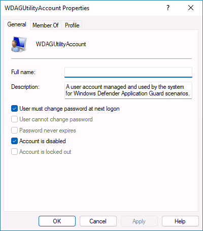 WDAGUtilityAccount description