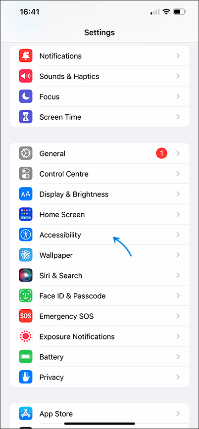 Open Accessibility settings on iPhone