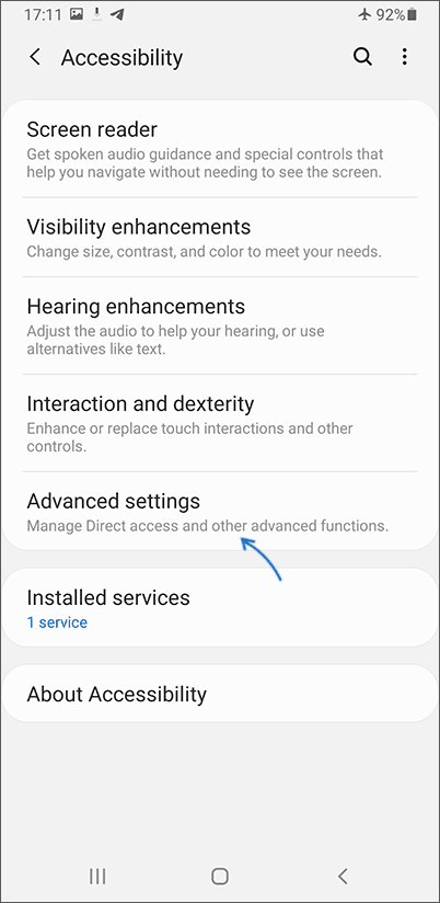 Open Advanced accessibility settings